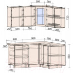 Кухонный гарнитур Интерлиния Мила Матте 1.5x1.6 А правая