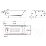 Ванна чугунная Roca Continental 170x70 / 21291100R