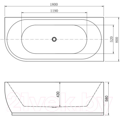 Ванна акриловая Aquanet Family Elegant B 180x80 / 260055