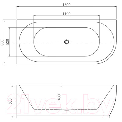 Ванна акриловая Aquanet Family Elegant A 180x80 / 260054