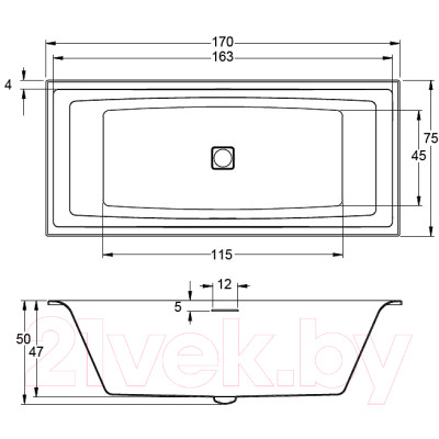 Ванна акриловая Riho Still Square Led 170 R / BR0200500K00130