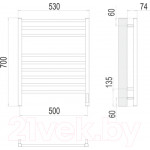 Полотенцесушитель электрический Terminus Ватикан П9 500x700
