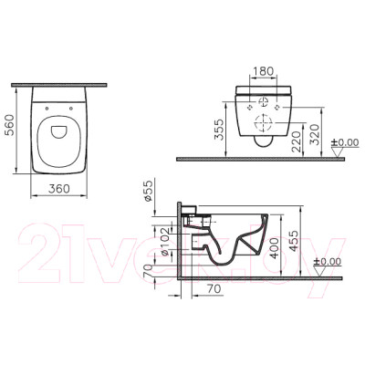 Унитаз подвесной VitrA Metropole / 7672L003-1086