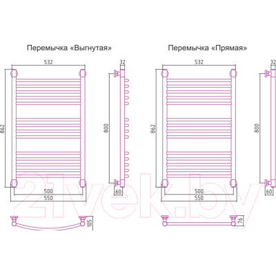 Полотенцесушитель водяной Сунержа Богема+ прямая 80x50 / 00-0220-8050