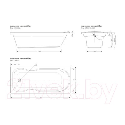 Ванна акриловая МетаКам Vista 170x75