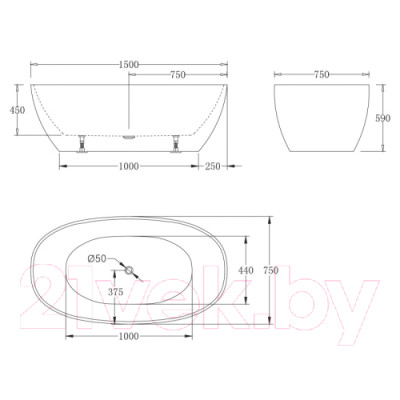 Ванна акриловая BelBagno BB81-1500-W0