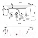 Ванна акриловая VagnerPlast Cavallo 160x90 R / VPBA169CAV3PX-04