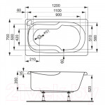 Ванна акриловая VagnerPlast Nike 120x70 / VPBA127NIK2E-04