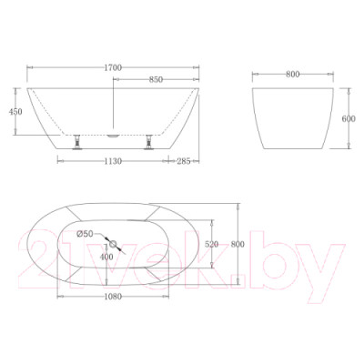 Ванна акриловая BelBagno BB77-1700-W0