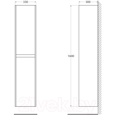 Шкаф-пенал для ванной BelBagno Kraft-1600-2A-SC-CG-R