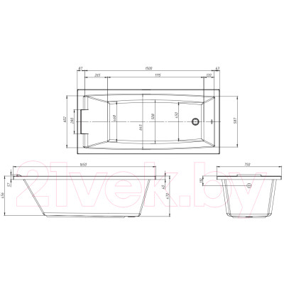 Ванна акриловая 1Марка Aelita MG 165x75