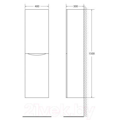 Шкаф-пенал для ванной BelBagno FLY-MARINO-1500-2A-SC-CO-P-L