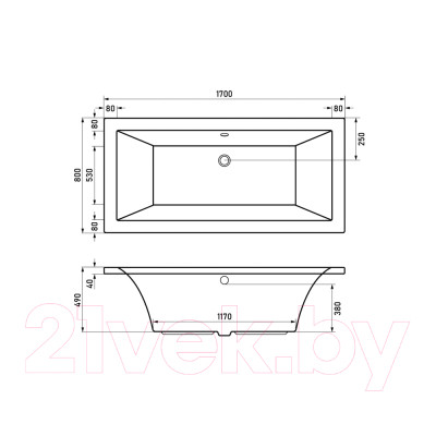 Ванна акриловая Berges Tari 170x80 / 050028