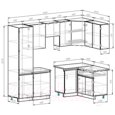 Кухонный гарнитур ВерсоМебель Эко-7 1.4x2.6 правая