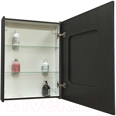 Шкаф с зеркалом для ванной Континент Mirror Box Black Led 60х80