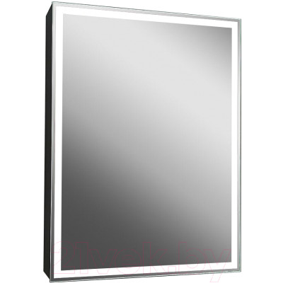 Шкаф с зеркалом для ванной Континент Mirror Box Black Led 60х80