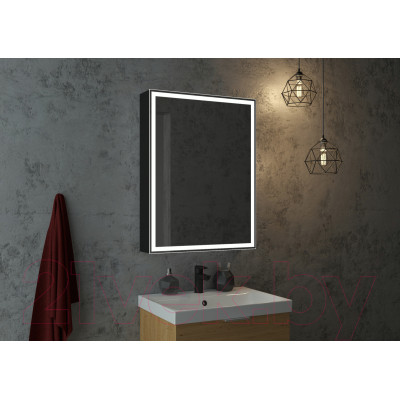 Шкаф с зеркалом для ванной Континент Mirror Box Black Led 60х80