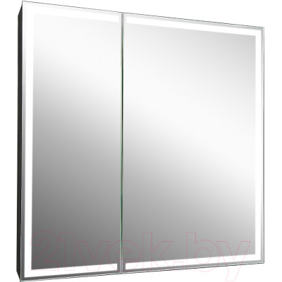 Шкаф с зеркалом для ванной Континент Mirror Box Black Led 80х80