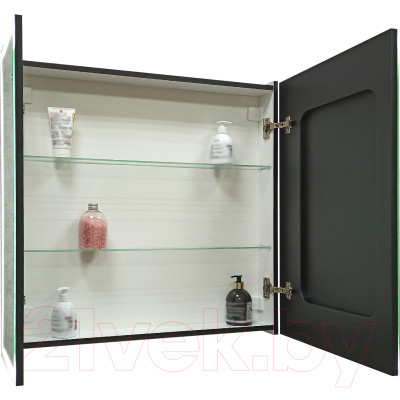 Шкаф с зеркалом для ванной Континент Mirror Box Black Led 80х80