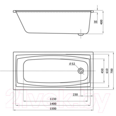 Ванна акриловая Berges Feya 150x70 / 050013