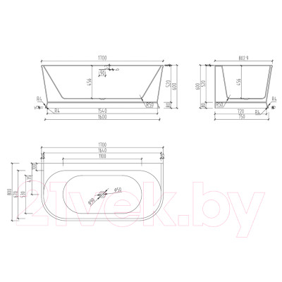 Ванна акриловая Abber AB9276