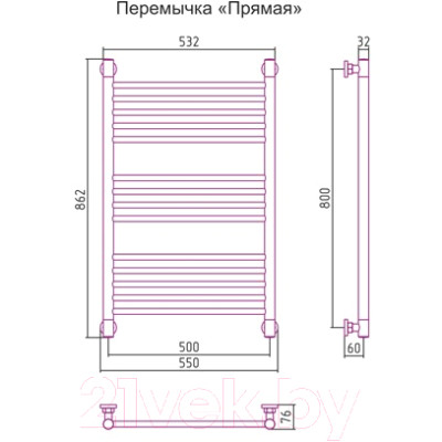 Полотенцесушитель водяной Сунержа Богема+ прямая 80x50 / 03-0220-8050