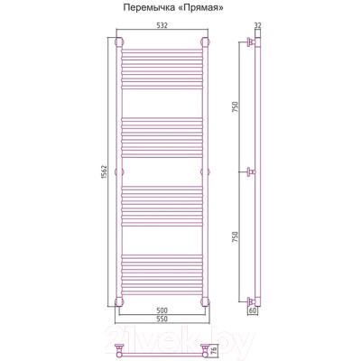 Полотенцесушитель водяной Сунержа Богема+ прямая 150x50 / 00-0220-1550