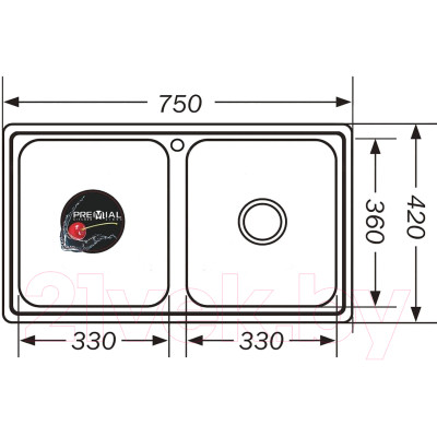 Мойка кухонная Premial 7542 0.8мм