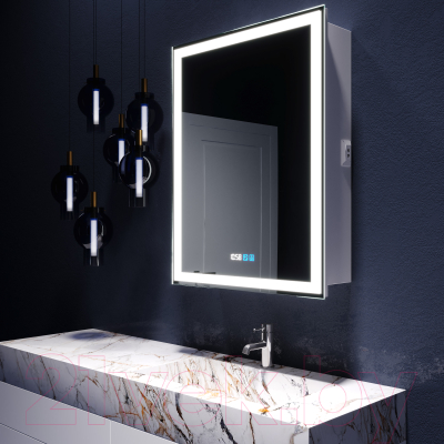 Шкаф с зеркалом для ванной Silver Mirrors Киото 60 / LED-00002358