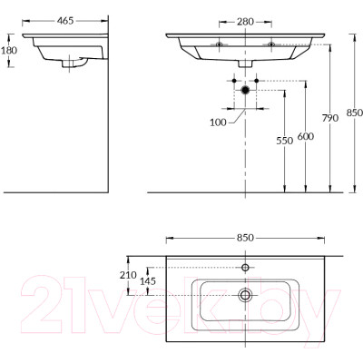 Умывальник Kerama Marazzi Piano / PI.wb.85