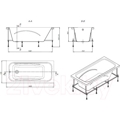 Ванна акриловая Roca Line 160x70 / ZRU9302985