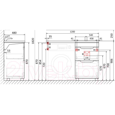 Тумба под умывальник Raval Forte 120R / For.01.120.R/N/W