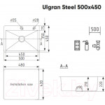 Мойка кухонная Ulgran Steel 50x45