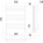 Полотенцесушитель электрический Terminus Прато П9 500x700