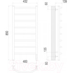 Полотенцесушитель электрический Terminus Виктория П8 400x850