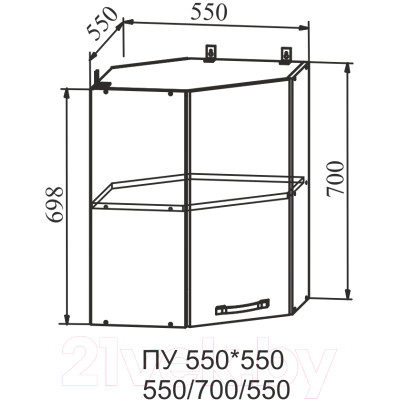 Шкаф навесной для кухни ДСВ Тренто ПУ 550 левый