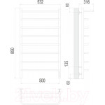 Полотенцесушитель электрический Terminus Полка П8 500x850