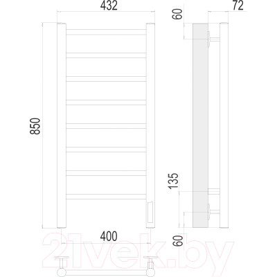 Полотенцесушитель электрический Terminus Аврора П8 400x850