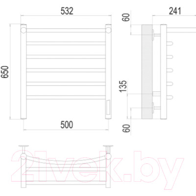 Полотенцесушитель электрический Terminus Классик П6 500x650