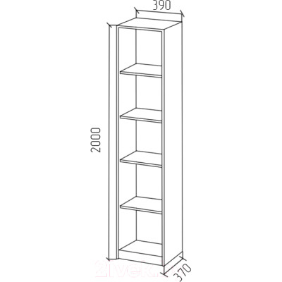 Стеллаж МДК СЛУ1 узкий открытый 390x370x2000
