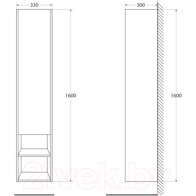 Шкаф-пенал для ванной BelBagno KRAFT-1600-1A-SC-RT-L