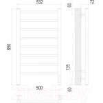 Полотенцесушитель электрический Terminus Аврора П8 500x850