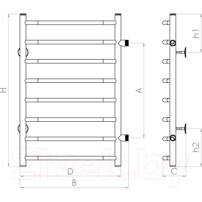 Полотенцесушитель водяной Gloss & Reiter Raduga LeRi.ЛБ.50x80.Д8(40)