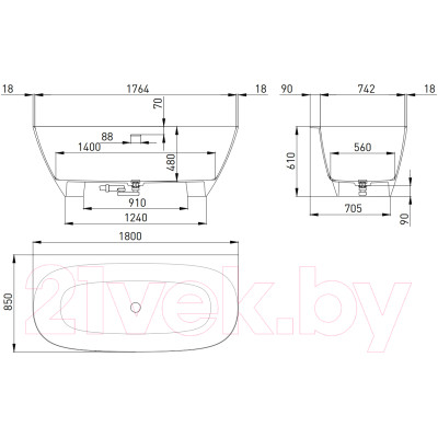 Ванна из искусственного мрамора Salini Sofia Wall 180x85 / 102513G