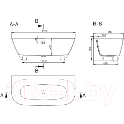 Ванна из искусственного мрамора Salini Sofia Wall 170x80 / 102512G