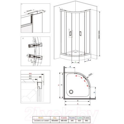 Душевой уголок Damixa Skyline Square DX35WG-301-090MT