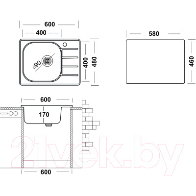 Мойка кухонная Ukinox Гранд GRM600.480-GT6K-O