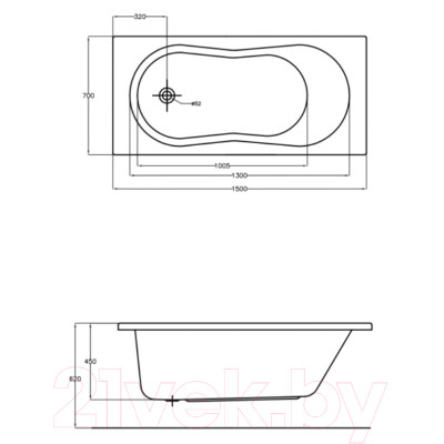 Ванна акриловая Cersanit Nike 150x70