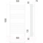 Полотенцесушитель электрический Terminus Енисей П12 500x1000