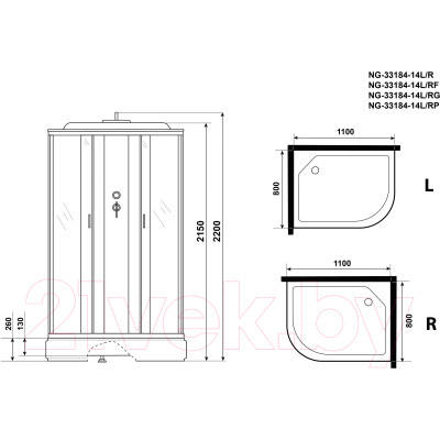 Душевая кабина Niagara NG-33184-14L 100x80